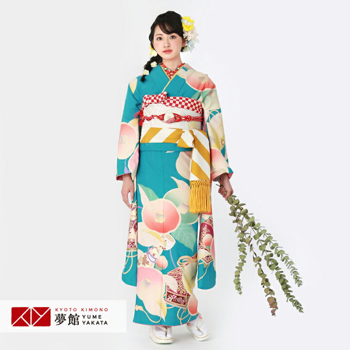 楽天市場】【振袖 レンタル】 結婚式 結納R1883ターコイズブルー 椿と 