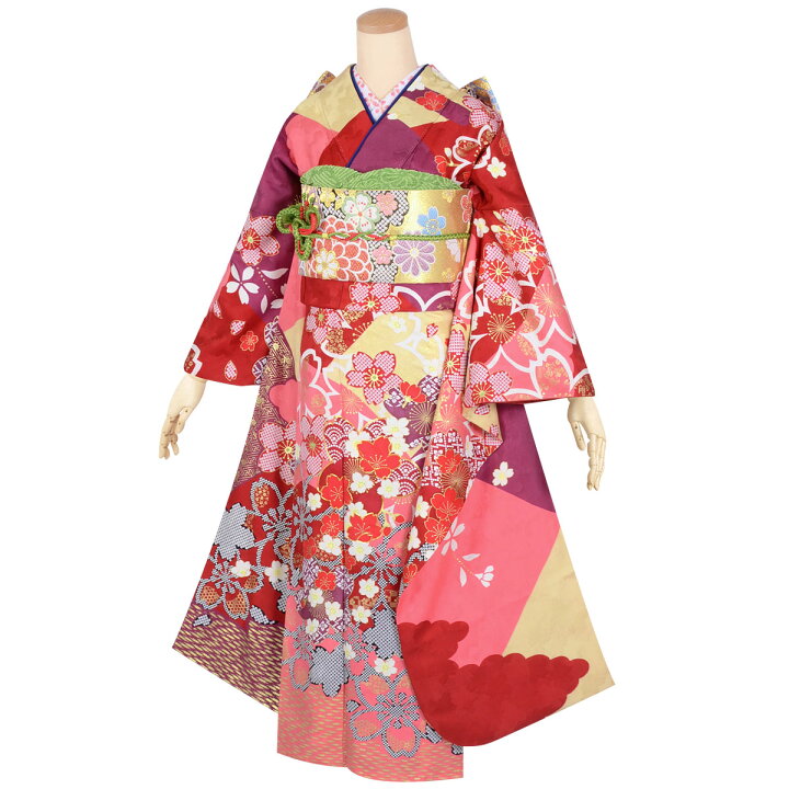 楽天市場】【成人式 振袖 レンタル】RS1924 正絹 赤×ピンク 桜満開フル 