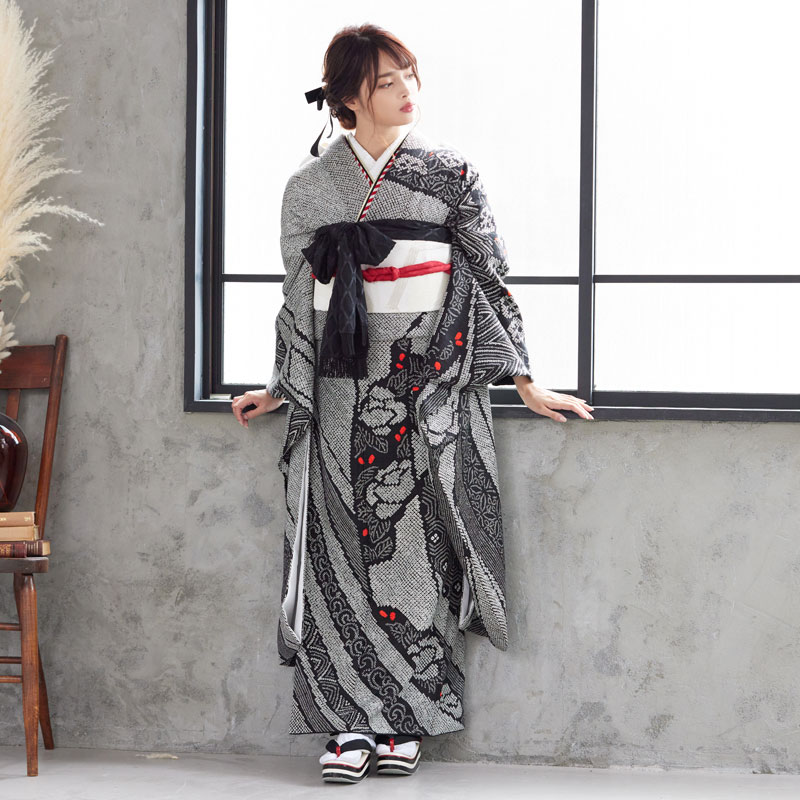 モミジに桜模様の振袖 金駒刺繍 着物 - 通販 - wayambaads.com