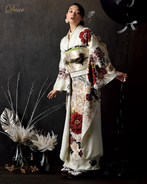 ☆きもの北條☆ 振袖用 花模様 ビロード リサイクル 着物 成人式 結婚 