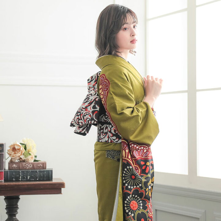 楽天市場】【振袖 レンタル】 結婚式 結納R1998 正絹 抹茶 桜に松 振袖 