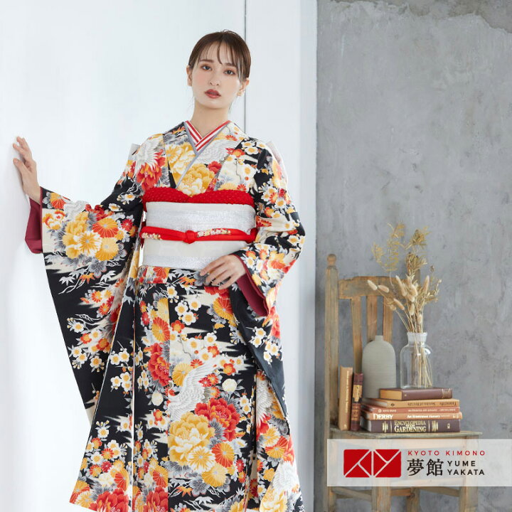 楽天市場】【振袖 レンタル】 結婚式 結納R225黒 鶴と牡丹 きもの道楽 