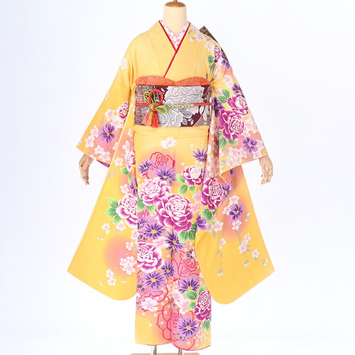 楽天市場】【成人式 振袖 レンタル】RS235黄色 薔薇とマーガレットフル 