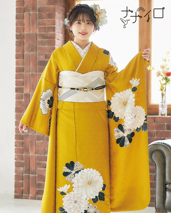 楽天市場】【振袖 レンタル】 結婚式 結納R2052 正絹 からし色 菊 