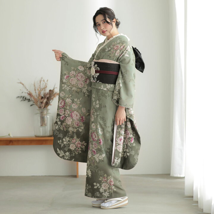 楽天市場】【振袖 レンタル】 結婚式 結納R2072モスグリーン ゴブラン 