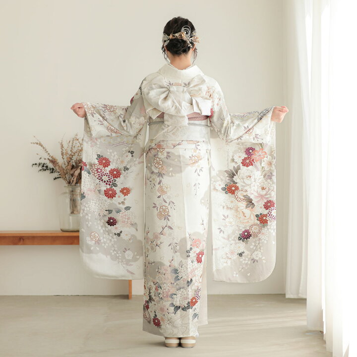 楽天市場】【振袖 レンタル】 結婚式 結納R2082 正絹 白 雲取り牡丹に 