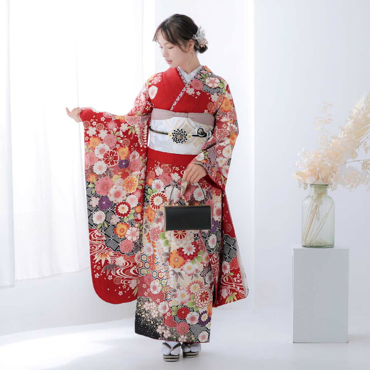 乱菊 菊花 楓 桜花模様 振袖 成人式 晴れの日 着物 024a p（楽天市場  