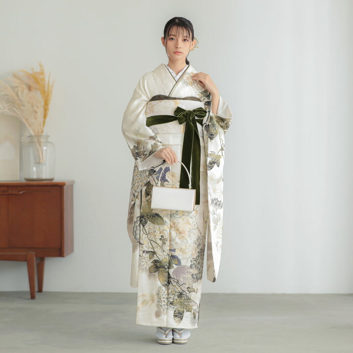 楽天市場】【振袖 レンタル】 結婚式 結納R2120 正絹 白 菊に蔦 さくら 