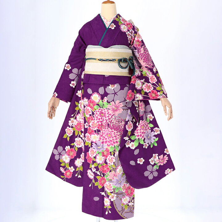 楽天市場】【振袖 レンタル】 結婚式 結納R471紫 絞り柄に菊と小花
