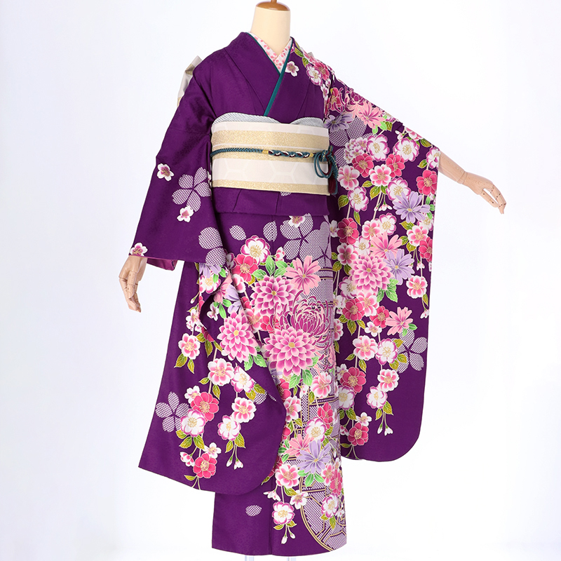 【楽天市場】【成人式 振袖 レンタル】RS471紫 絞り柄に菊と小花 