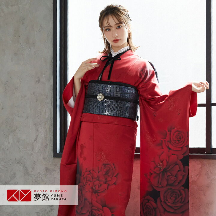 楽天市場】【成人式 振袖 レンタル】RS479 正絹 赤 真紅のモダンローズ 