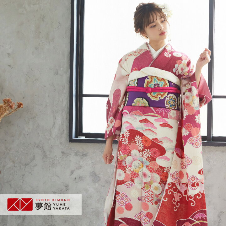 楽天市場】【振袖 レンタル】 結婚式 結納R575 正絹 赤紫 辻が花風菊と 