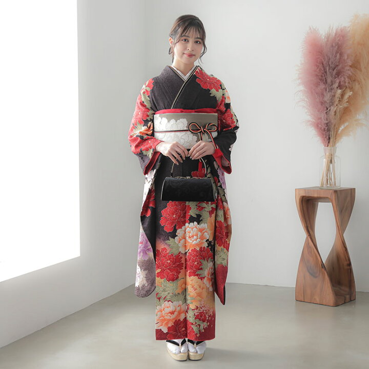 振袖フルセット 振袖 振袖セット 成人式 振袖6点セット 牡丹 薔薇 TV 