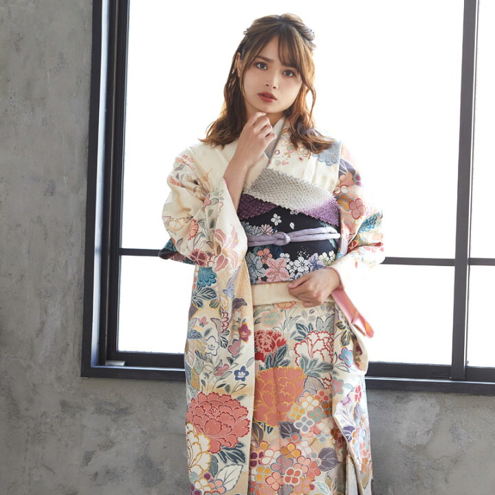 楽天市場】【振袖 レンタル】 結婚式 結納R737 正絹 クリーム×グレー 