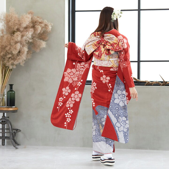 楽天市場】【成人式 振袖 レンタル】RS779 正絹 赤 絞り 枝垂れ梅と  
