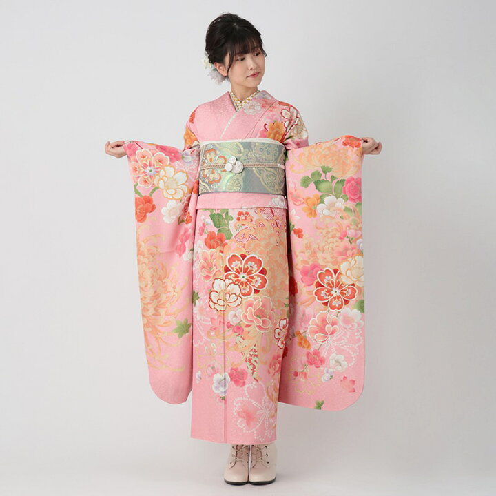 楽天市場】【成人式 振袖 レンタル】RS817 正絹 ピンク 雪輪乱菊に 