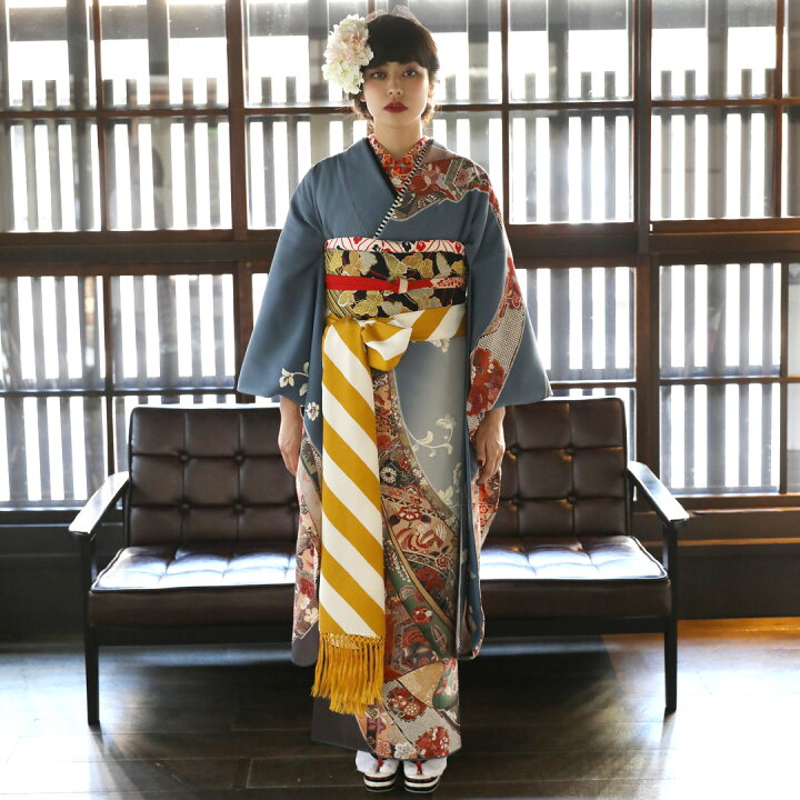楽天市場】【振袖 レンタル】 結婚式 結納R826 正絹 グレー 熨斗に唐花 