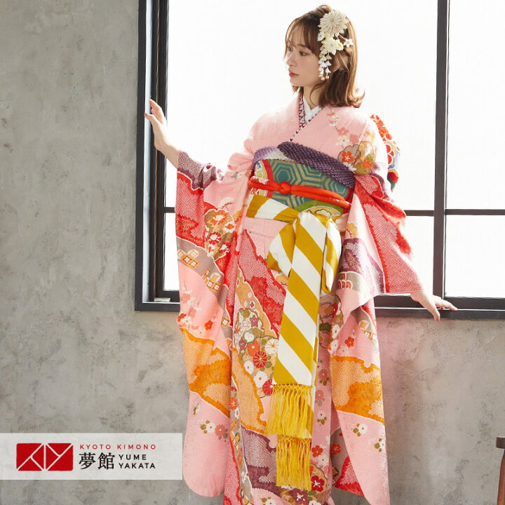 楽天市場】【成人式 振袖 レンタル】RS870 正絹 ピンク 雪輪重ね四季花