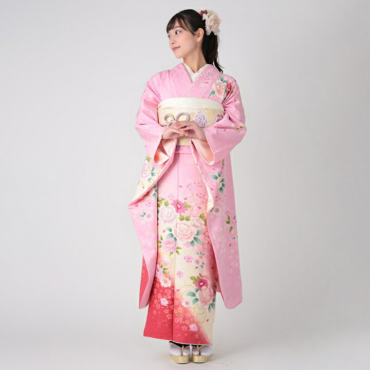 楽天市場】【成人式 振袖 レンタル】RS949 正絹 ピンク 桜と野ばらフル  