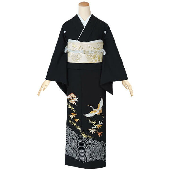 楽天市場】【レンタル】留袖 レンタル 「T263 刺繍 金鶴に松竹梅 」 黒 