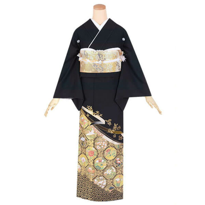 楽天市場】【レンタル】留袖 レンタル 「T296 花鳥格子天井文様 」 黒 