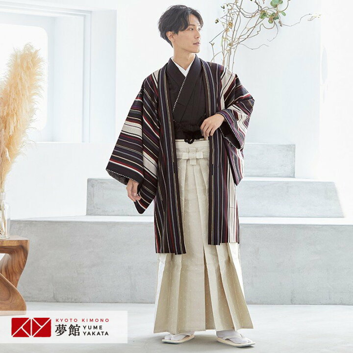 楽天市場 レンタル Ciaopanic 卒業式 袴レンタル 男 紋付 羽織袴 Y028 Y180 黒 縦縞 柄袴メンズ着物 男性着物レンタル 羽織袴 Kimono 結婚式 二次会 前撮り イベント 和服 かっこいい 人気 送料無料 北海道 沖縄 一部離島を除く 京都着物レンタル夢館