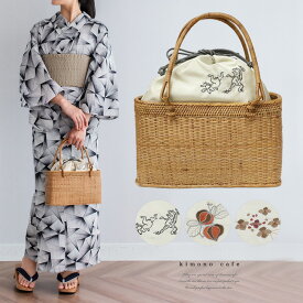 【30％OFF対象品】大人 ＼ポイント2倍／ アタ かご バッグ 浴衣 巾着 バッグ 全3柄 鳥獣戯画 ほおずき あじさい レトロ シンプル モダン アタかごバッグ【LINE登録で5%OFF】