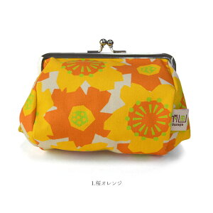 帆布 がまぐちポーチ 13cmサイズ 4.5寸 ボストン 柄画ワークス×un deux 全6種 桜オレンジ 桜ブルー 菊ダークブルー 菊ブラウン 梅ブラック 梅レッド 【LINE登録で5%OFF】