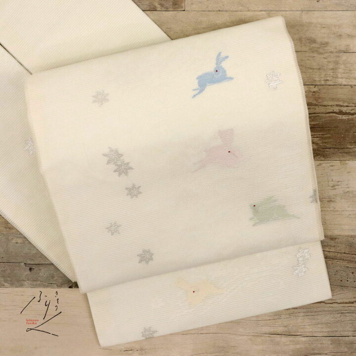 楽天市場】【中古】夏帯『絽』名古屋帯 涼やか 波うさぎ カジュアル 白 