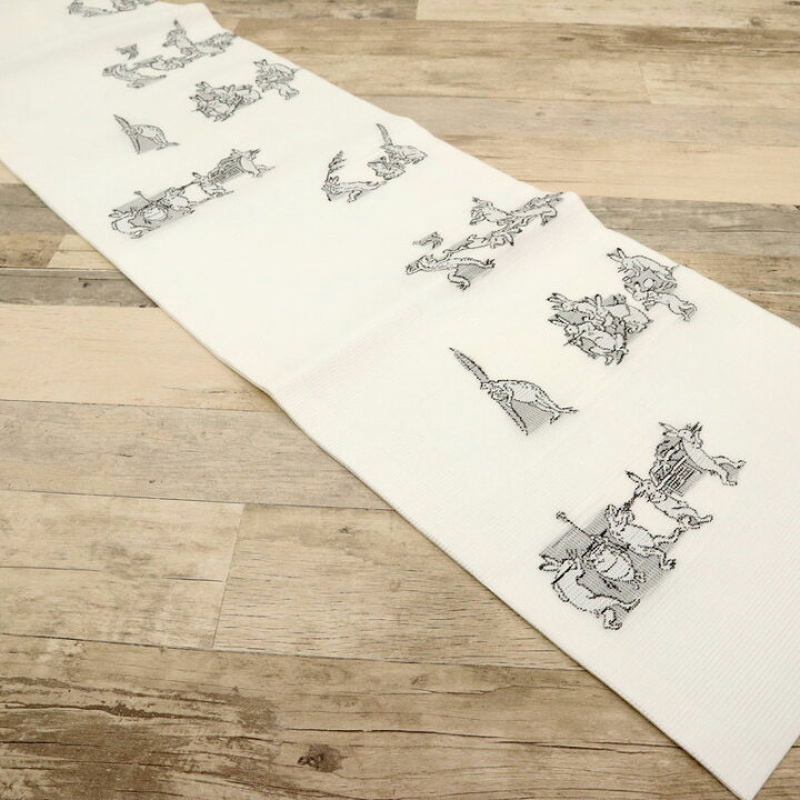 楽天市場】新品 夏『絽』 名古屋帯 『鳥獣人物戯画』 カジュアル 白黒 