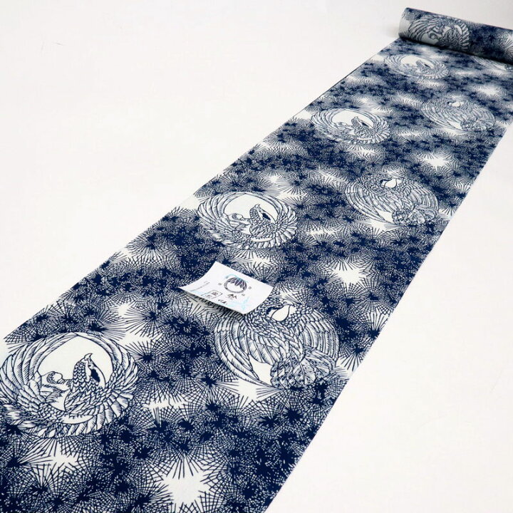 楽天市場】新品 反物 『竺仙』 浴衣 【長板本染め中形】 鷹の丸に松 