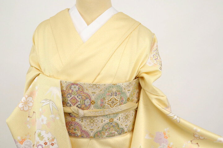 楽天市場】仮絵羽 訪問着 吉祥文 雪輪に松竹梅橘 フォーマル 淡い黄色 