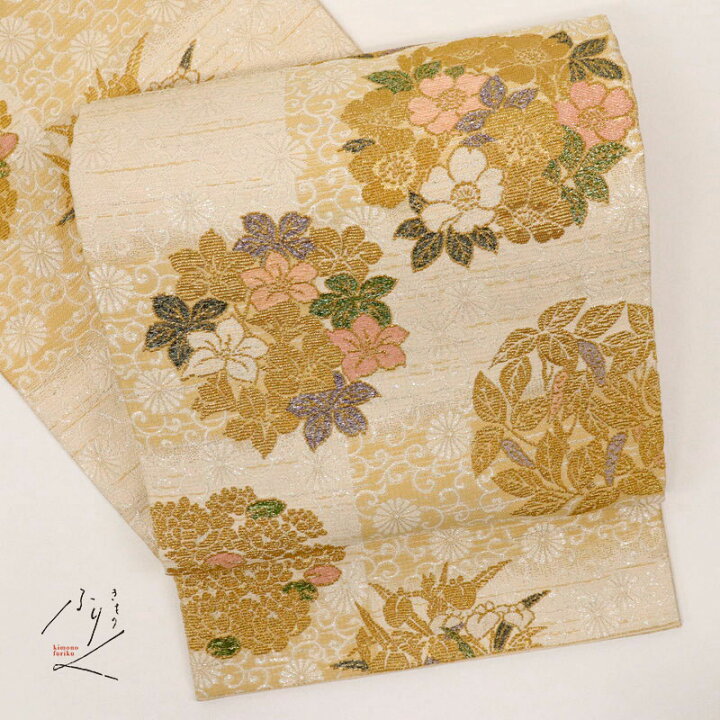 楽天市場】【中古】豪華 袋帯『金華山織』市松に花の丸文 フォーマル  