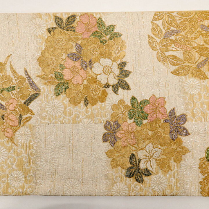 楽天市場】【中古】豪華 袋帯『金華山織』市松に花の丸文 フォーマル 