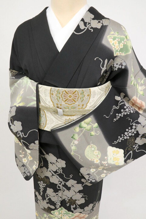楽天市場】【中古】豪華枝垂れる蔦葡萄に吉祥の花々模様訪問着 