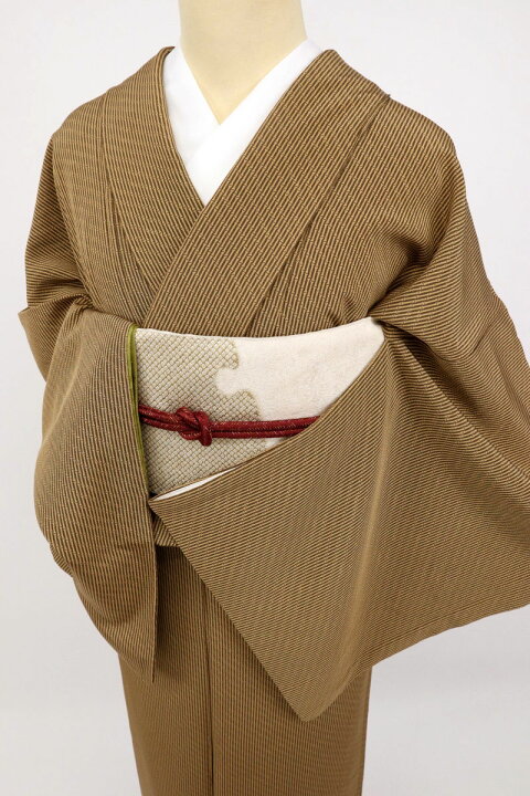 楽天市場】【中古】長尺 小紋 縞 竹模様 薄茶色 カジュアル 身丈165m 