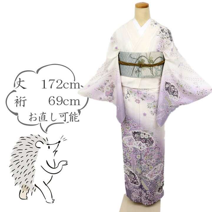 楽天市場】【新品】長尺 夏着物『絽』訪問着 地紙に辻が花 白×紅藤色 