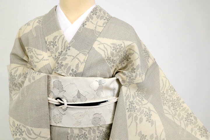 楽天市場】【中古】夏着物 逸品 夏の大島紬 涼やか花模様 絣織り 生成 