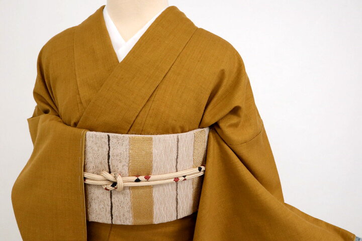 逸品◇本場結城紬『奥順』無地小紋□狐色□証紙有◇袷
