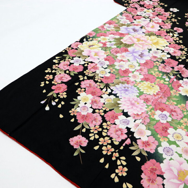 楽天市場】【中古】振袖 豪華絢爛花々 桜牡丹 フォーマル 礼装着 黒地 