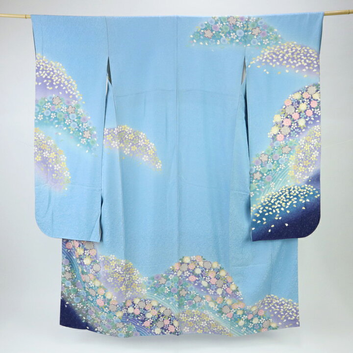 楽天市場】【中古】振袖 煌びやか豪華花々模様 フォーマル 礼装着 水色 