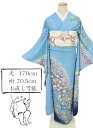 楽天スーパーSALE【中古】振袖 煌びやか豪華花々模様 フォーマル 礼装着 水色 身丈170cm 裄丈70.5cm 成人式や卒業式に 袷正絹着物 RA6-1 lsize リサイクル着物 披露宴 パーティ 式典 卒業式 成人式 古着［きものふりく］