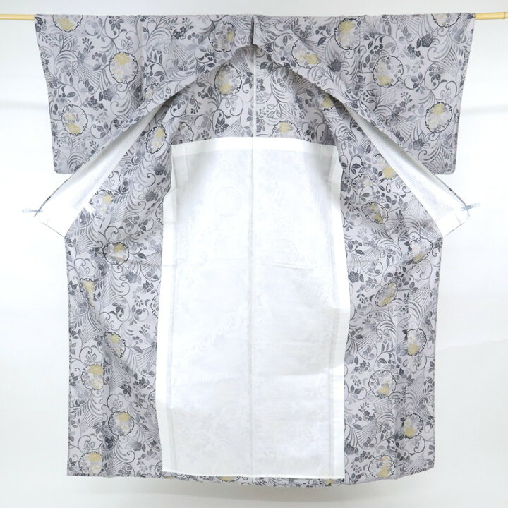 楽天市場】【中古】単衣 特選紬 型染小紋 花唐草雪輪に椿の花  