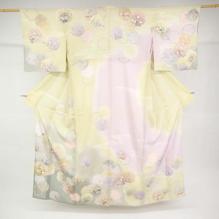 楽天市場】【中古】夏の訪問着 長尺 絽 雪輪に四季の植物花模様 蒸栗色 
