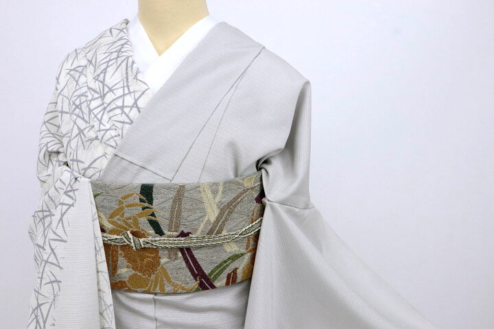 楽天市場】【仮絵羽】夏着物『絽』訪問着 実る穂に蔦模様 淡い灰色 