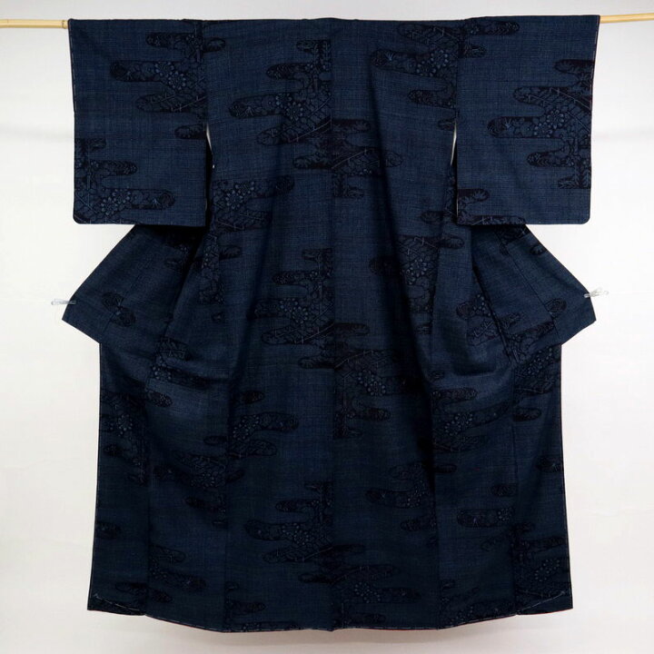 楽天市場】【中古】『本場結城紬』 100亀甲 長尺 エ霞に流水桟花々  