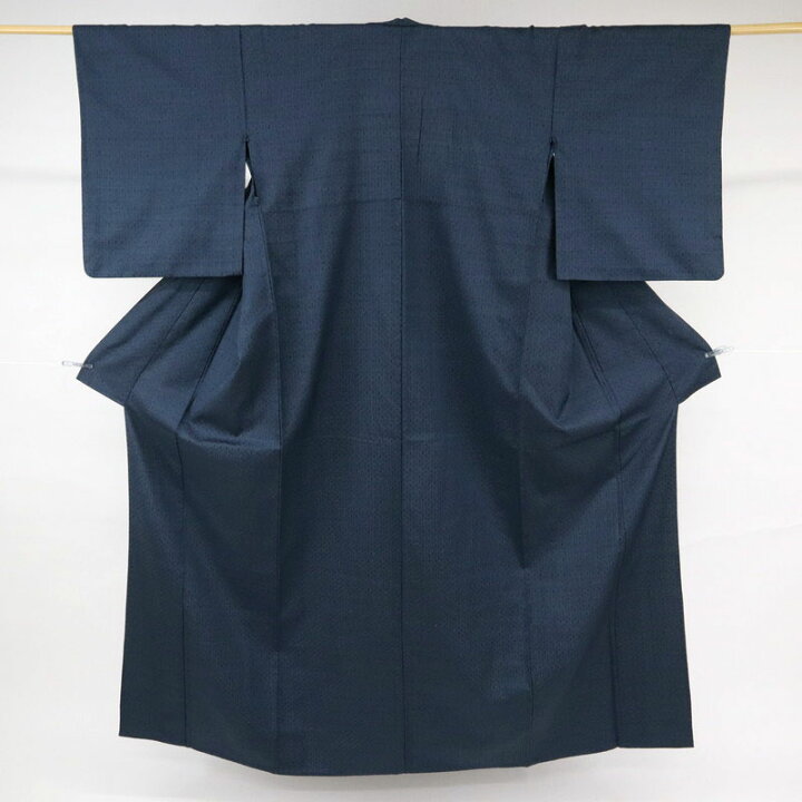 楽天市場】【中古】長尺 単衣 紬 小紋 亀甲繋に浮き織り縞模様 
