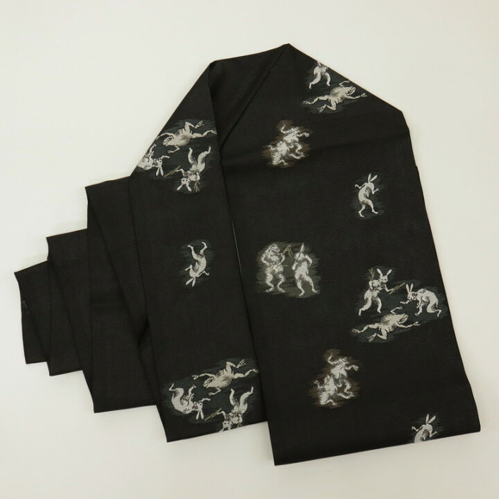 楽天市場】新品 夏帯 名古屋帯 西陣 沢本織物 鳥獣戯画 カジュアル 黒  