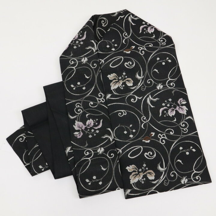 楽天市場】新品 夏帯 名古屋帯 煌びやか花唐草模様 カジュアル 黒 和装  
