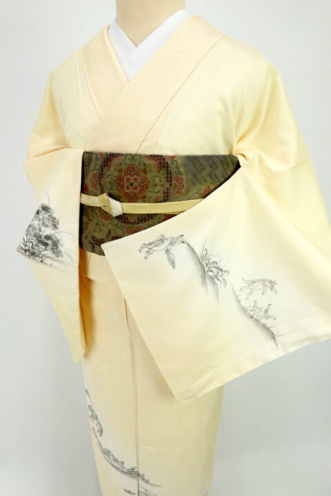 楽天市場】【楽天スーパーSALE対象】【中古】 付下げ 生紬 作家物 鳥獣 